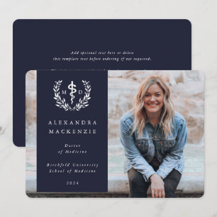 Foto av mörk Navy/White MD Asclepius Studenten Meddelande
