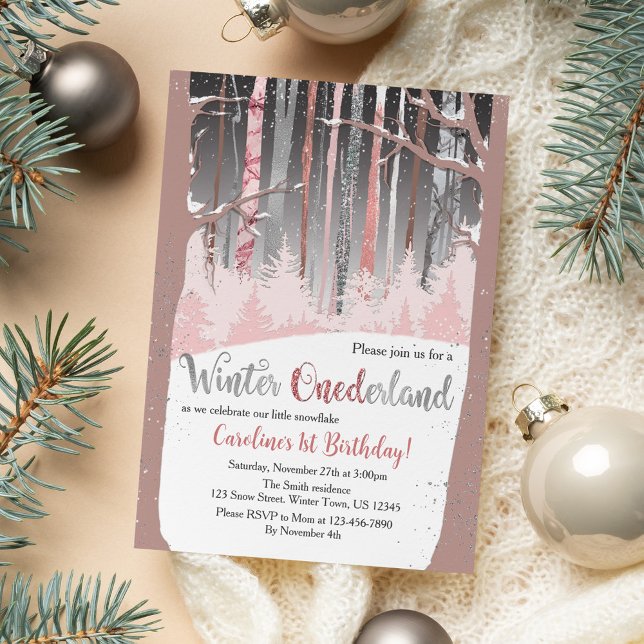 Foto av Mute Färg Snö Forest Winter Onederland Inbjudningar (Skapare uppladdad)