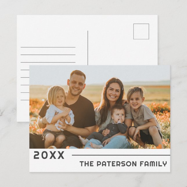 Foto av Namn i den moderna minimalistfamiljen Helg Vykort (Fram/baksida)