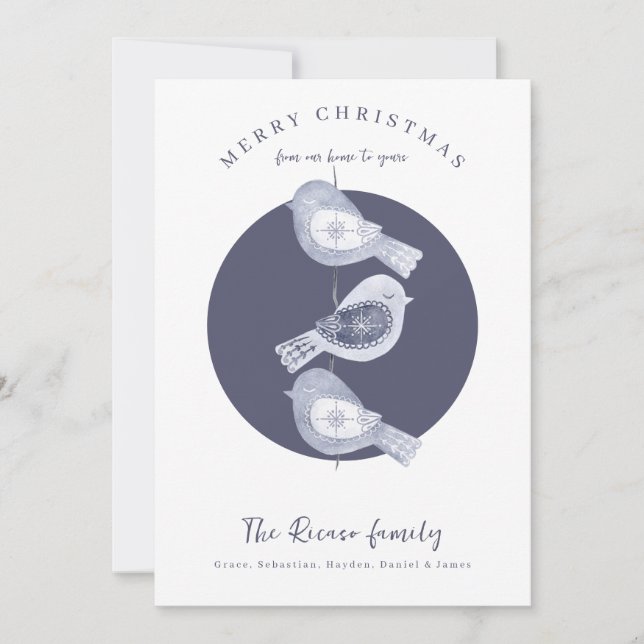 Foto av nordiska julblåfåglar julkort (Framsida)