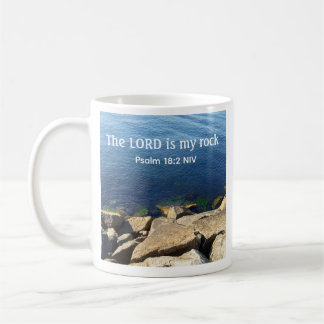 Foto av Ocean God is My Rock Bibelvers Blå Kaffemugg