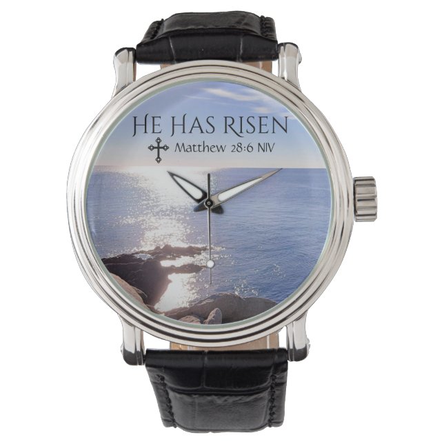 Foto av Ocean Kristus har Risen Bible Verse Påsk Armbandsur (Framsida)