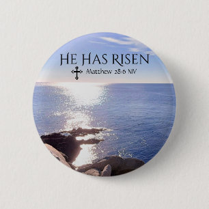 Foto av Ocean Kristus har Risen Bible Verse Påsk Knapp