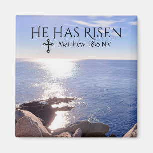 Foto av Ocean Kristus har Risen Bible Verse Påsk Magnet