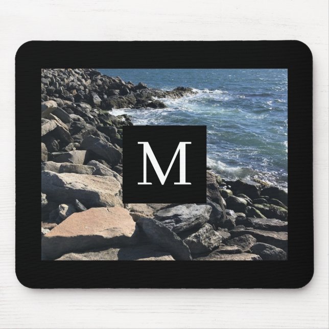 Foto av Ocean Vågar och Sten Initial Black Musmatta (Framsidan)