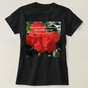 Foto av Orange Dubbla Hibiscus Flower Bible Verse T Shirt