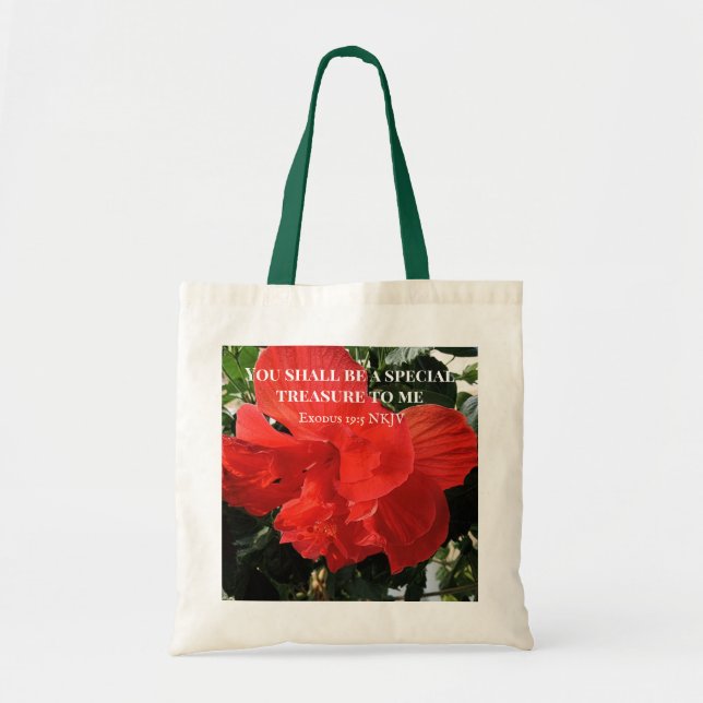 Foto av Orange Dubbla Hibiscus Flower Bible Verse Tygkasse (Framsidan)
