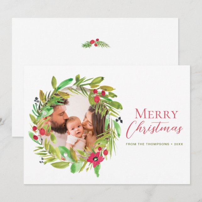 Foto av Red Grönt Wandement God jul-familjen Julkort (Fram/baksida)