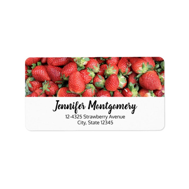 Foto av Red Juicy Strawbär Adressetikett (Framsidan)