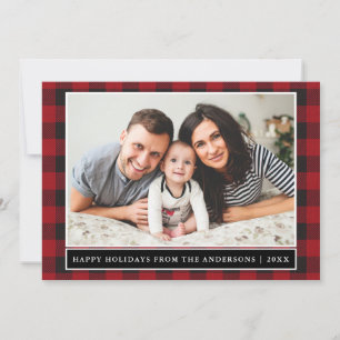 Foto av Red Pput Glad helg Family Photo Julkort