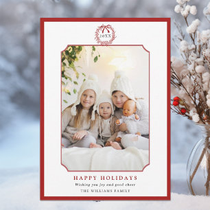 Foto av Red & White Minimal Glad helg Julkort