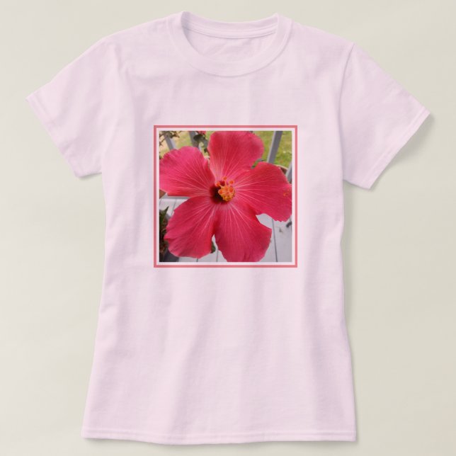 Foto av Rosa BeSnygg Hibiscus Flower T Shirt (Design framsida)
