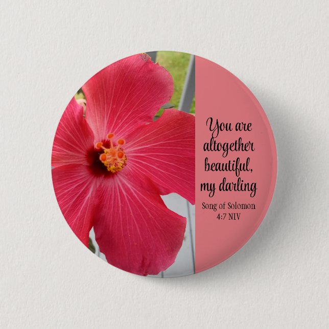 Foto av Rosa Flower Sång i Solomon Bible Verse Knapp (Framsida)