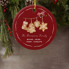 Foto av Rustic Classic Red-julfamiljen Cookie Julgransprydnad Keramik
