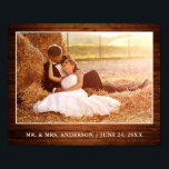 Foto av Rustic Wood Stil Bröllop Poster<br><div class="desc">Rustic Land Wood Print,  Bröllop Photo Personlig Poster</div>