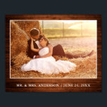 Foto av Rustic Wood Stil Bröllop Poster<br><div class="desc">Rustic Land Wood Print,  Bröllop Photo Personlig Poster</div>
