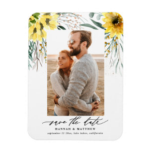 Foto av rustik eucalyptus faller från lada solros magnet