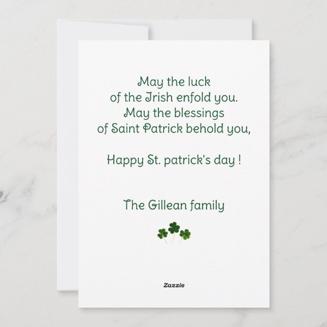 Foto av Shamrocks mamma & baby på lycklig St. patr Julkort (Baksida)