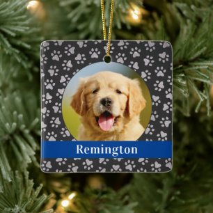 Foto av Silver Pet Tass avtryck Blue Anpassningsba Julgransprydnad Keramik