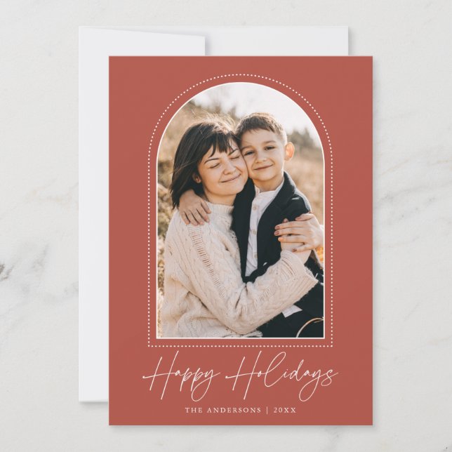 Foto av Snowy Arch Rust Glad helg Julkort (Framsida)