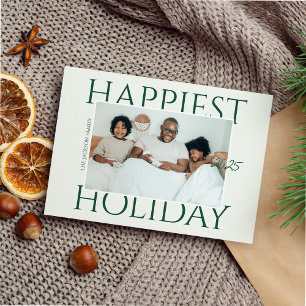 Foto av snyggt Modern Sage Grönt Family Happest Julkort