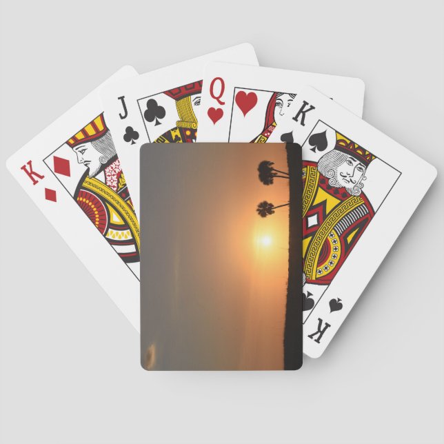 Foto av solnedgång på stranden  casinokort (Baksidan)