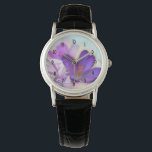 Foto av Söt Lila Vår Crocus Armbandsur<br><div class="desc">En klocka med ett underbart foto av en mörk lila-krokset inuti ett glas burk. Det finns en lätt blommar för lila i bakgrunden.</div>