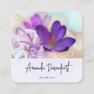Foto av Söt Lila Vår Crocus Fyrkantigt Visitkort