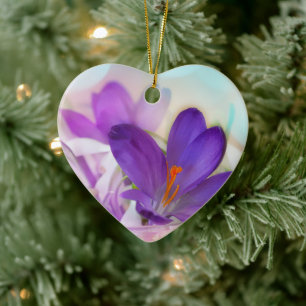 Foto av Söt Lila Vår Crocus Julgransprydnad Keramik