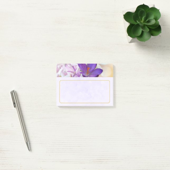 Foto av Söt Lila Vår Crocus Post-it Block (Kontor)