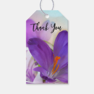 Foto av Söt Lila Vår Crocus Tack Presentetikett