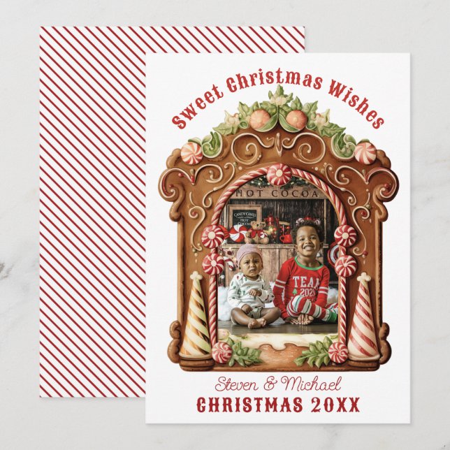 Foto av sötgingerbröd julkort (Fram/baksida)