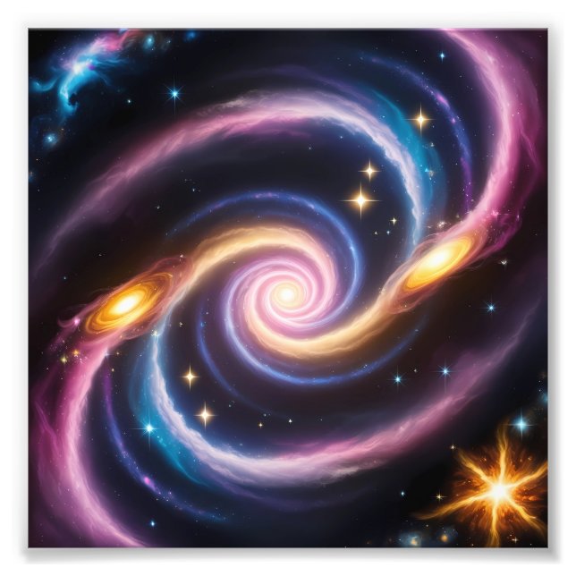 Foto av stjärnor och galaxer av olika färg (Framsidan)