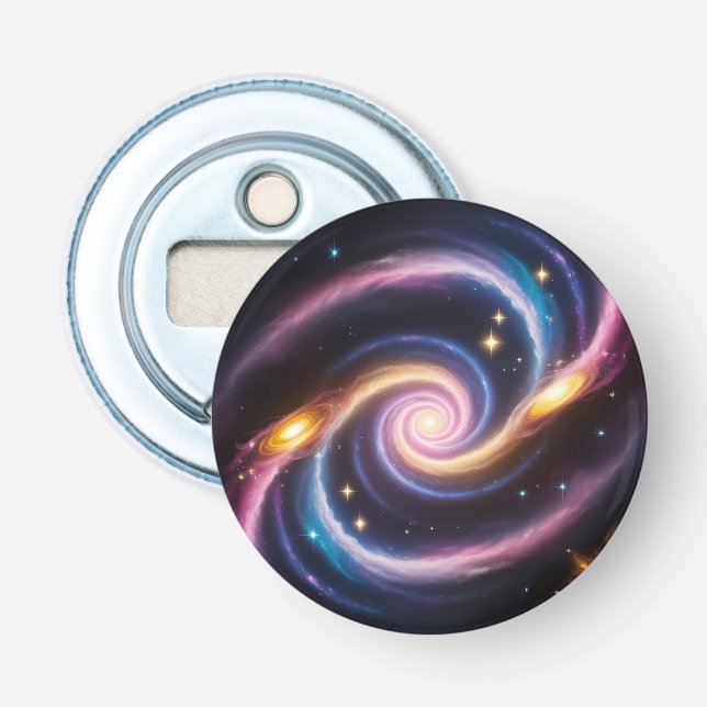 Foto av stjärnor och galaxer av olika färg flasköppnare (Framsidan)