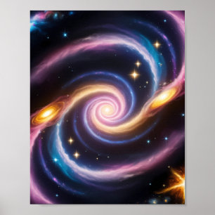 Foto av stjärnor och galaxer av olika färg poster