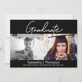 Foto av student då och nu på gymnasieskolan Grad Meddelande