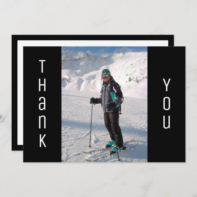 Foto av Studenten Tack Bold Black & White Grad Gra Meddelande (Fram/baksida)