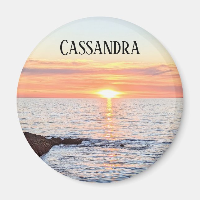 Foto av Sunset Namn bricka Magnet (Framsidan)