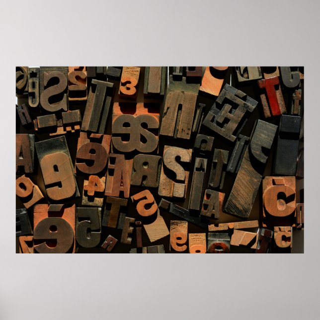 Foto av trätyp med letterpress poster (Framsidan)