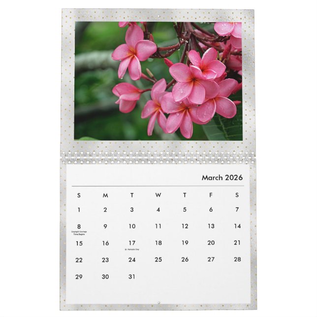 Foto av Tropical Flowers Plumeria  Kalender (Mar 2026)