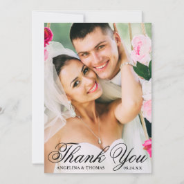 Foto av typen Briom och Groom Elegant bröllop Tack Kort