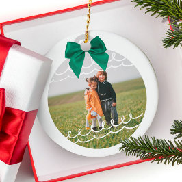 Foto av typen Minimal två foto-Grönt-fält Julgransprydnad Keramik