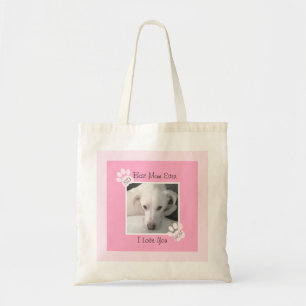 Foto av Unik Cute White Hund Monogram Rosa Tassar Tygkasse