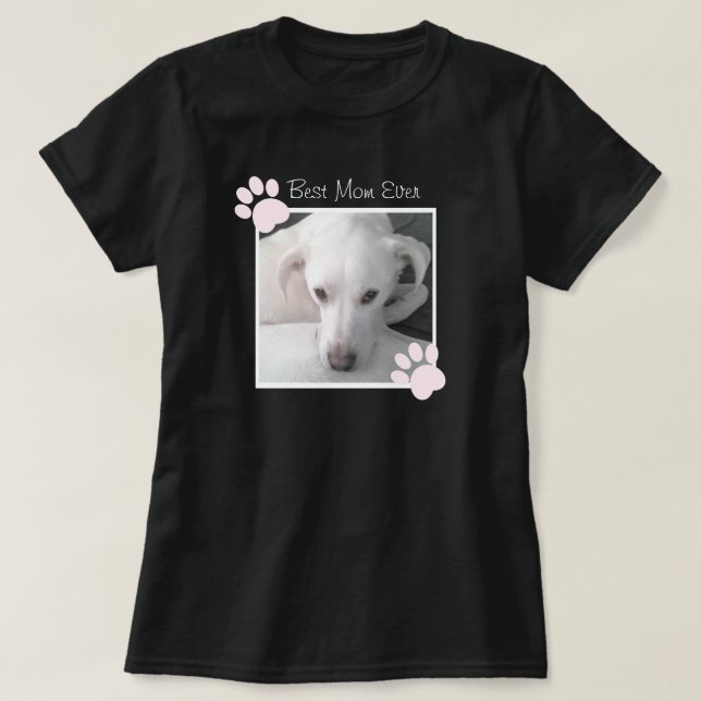 Foto av Unik Cute White Hund Tassar Best Mamma T Shirt (Design framsida)