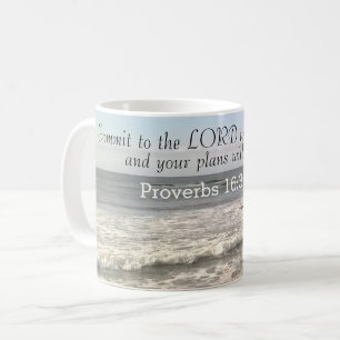 Foto av Vågigt Ocean Shore Proverbs Bible Verse Kaffemugg