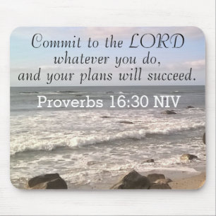 Foto av Vågigt Ocean Shore Proverbs Bible Verse Musmatta