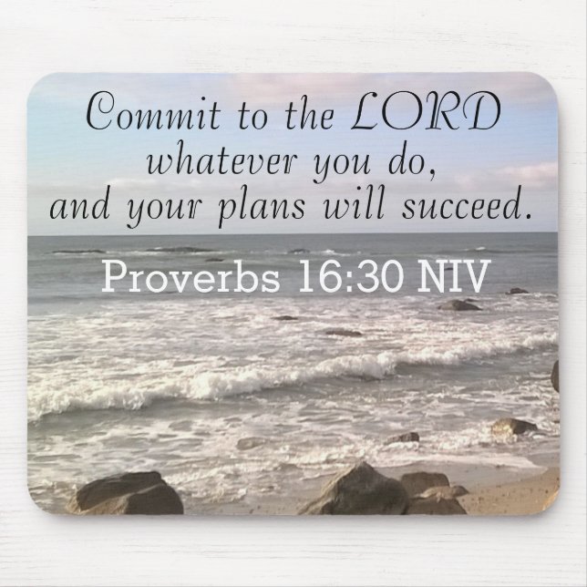Foto av Vågigt Ocean Shore Proverbs Bible Verse Musmatta (Framsidan)