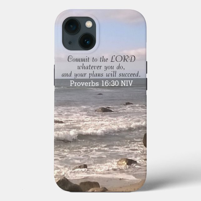 Foto av Vågigt Ocean Shore Proverbs Bible Verse Se (Baksida)