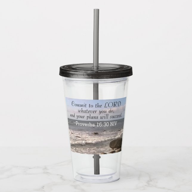 Foto av Vågigt Ocean Shore Proverbs Bible Verse Se Take Away Mugg (Framsida)