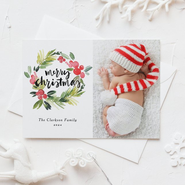 Foto av vattendfärg Holly WandeGod jul Photo Helg Vykort (Skapare uppladdad)